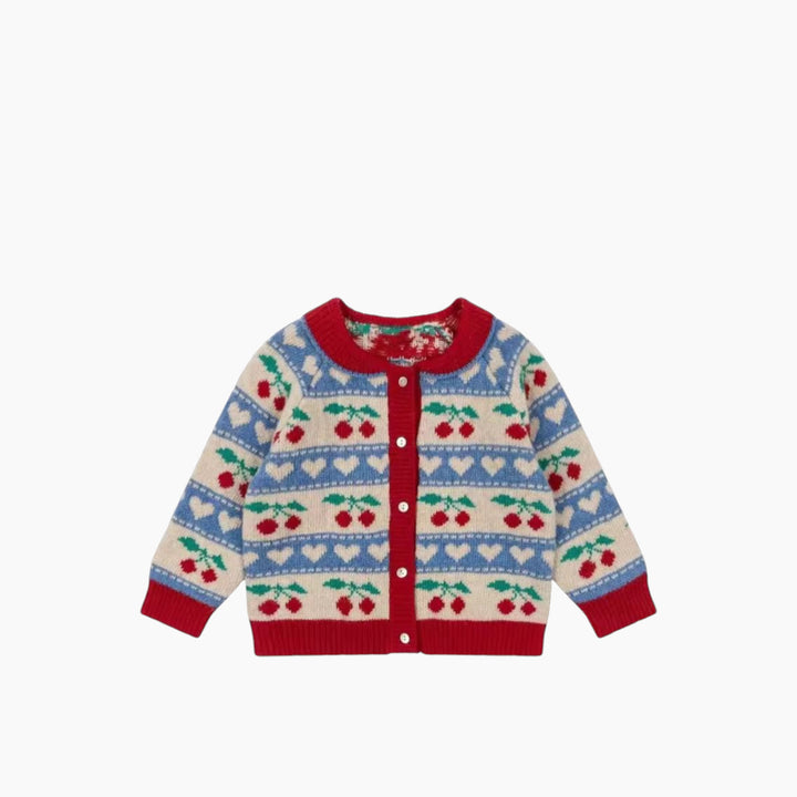Beebee  Kids Cherry Knit Cardigan &amp; Matching Hat Set