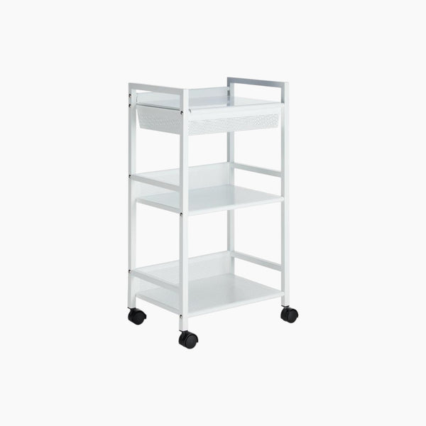 Mascagni Metal Trolley with Basket White