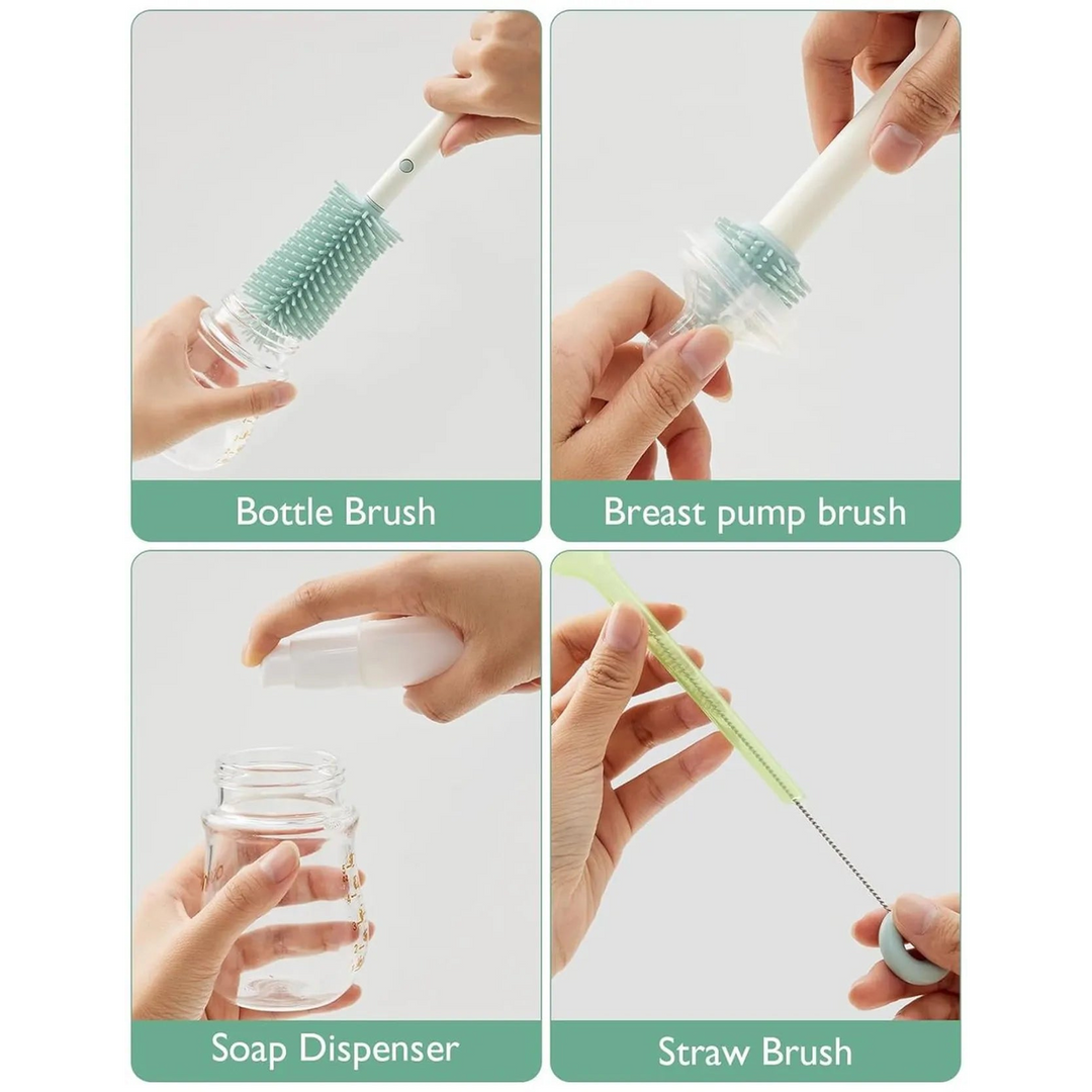 Momcozy 7-in-1 Travel Baby Bottle Cleaning Brush and Rack Set