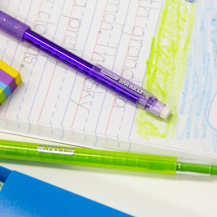 Bazic Electra Sparkly 0.7mm Mechanical Pencil with Glitter Grip 4-Pack
