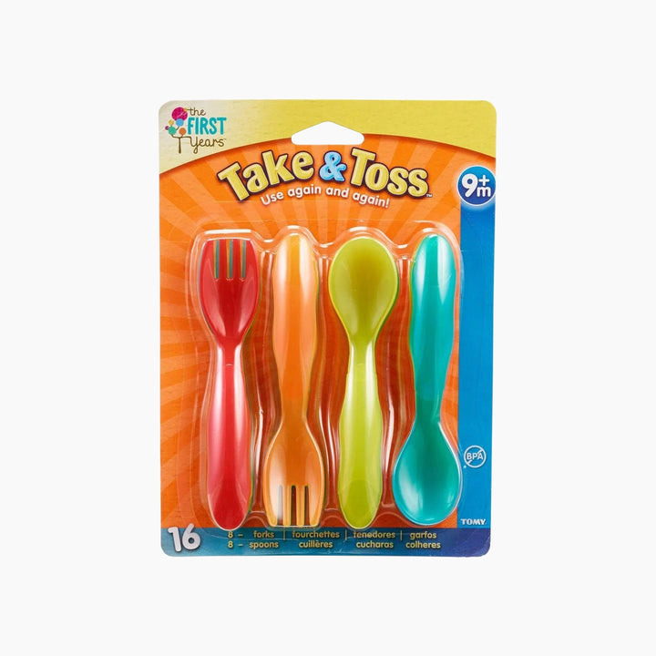 The First Years 16 Pc Take &amp; Toss Toddler Flatware Set