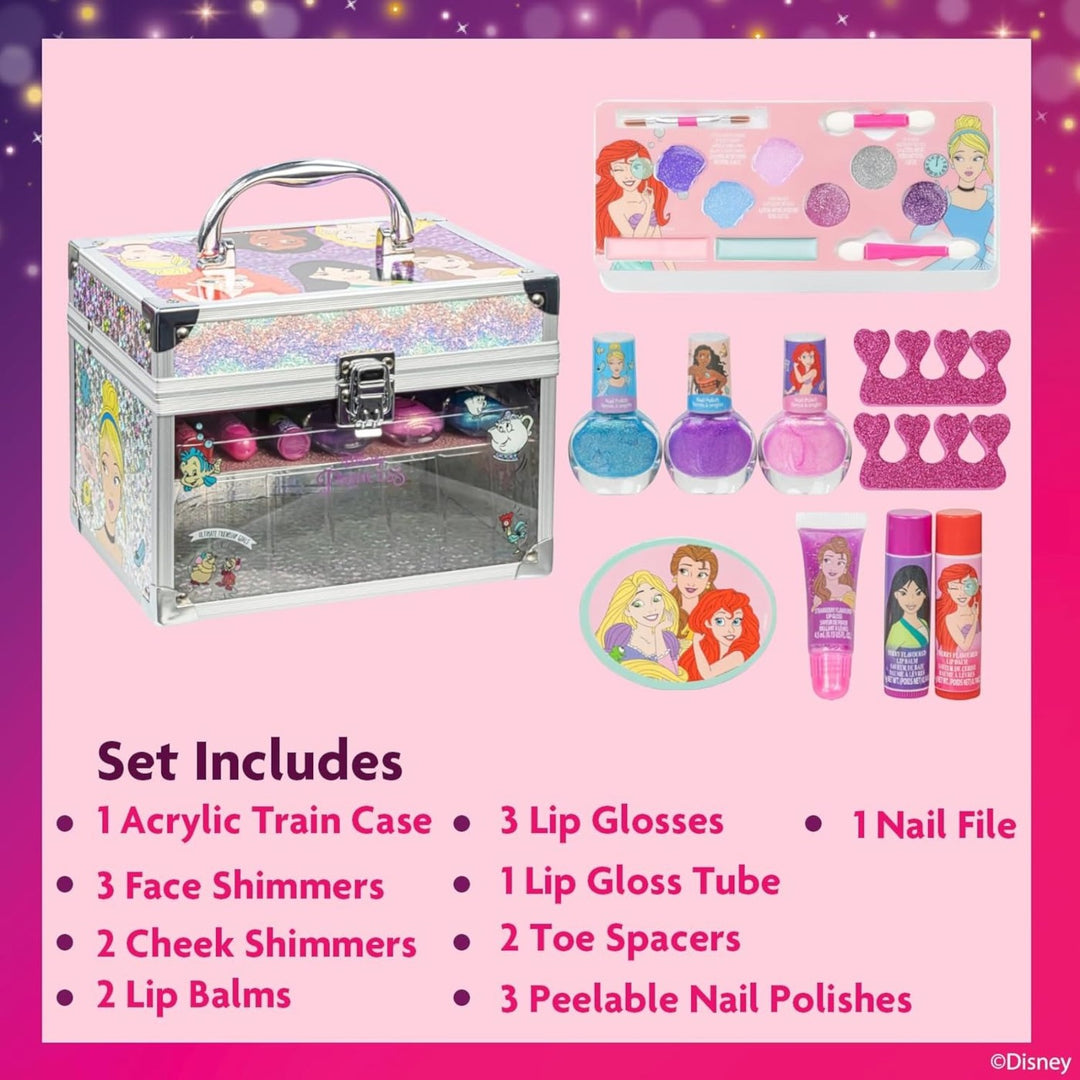 Townley Girl Disney Princess Train Case Beauty Set