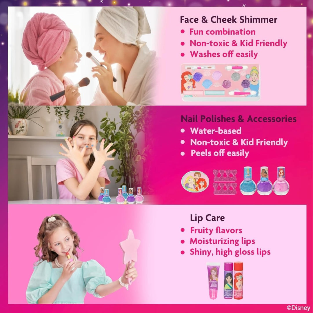 Townley Girl Disney Princess Train Case Beauty Set