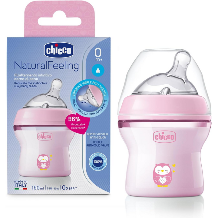 Chicco - Natural feeling 0M+ 150 ml Regular Flow - Pink