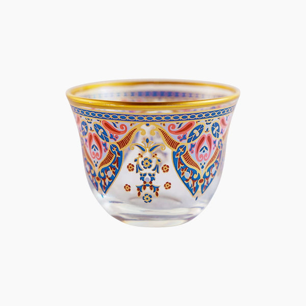 طقم فناجين قهوة عربية زجاجي، 6 قطع