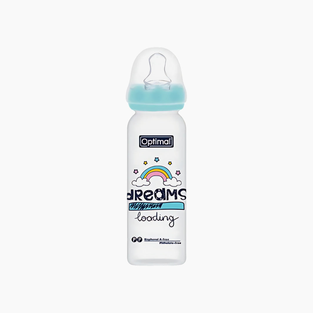 Optimal Narrow Neck Orthodontic Feeding Bottle 240Ml Blue