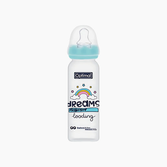 Optimal Narrow Neck Orthodontic Feeding Bottle 240Ml Blue