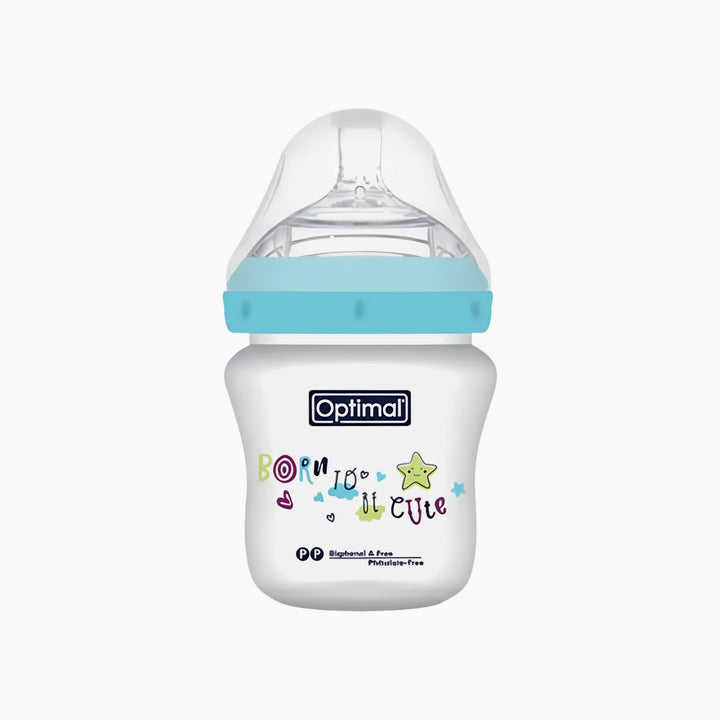 Optimal Mamilla Extra Wide Neck Double Anti-Colic Feeding Bottle 0M+ Blue