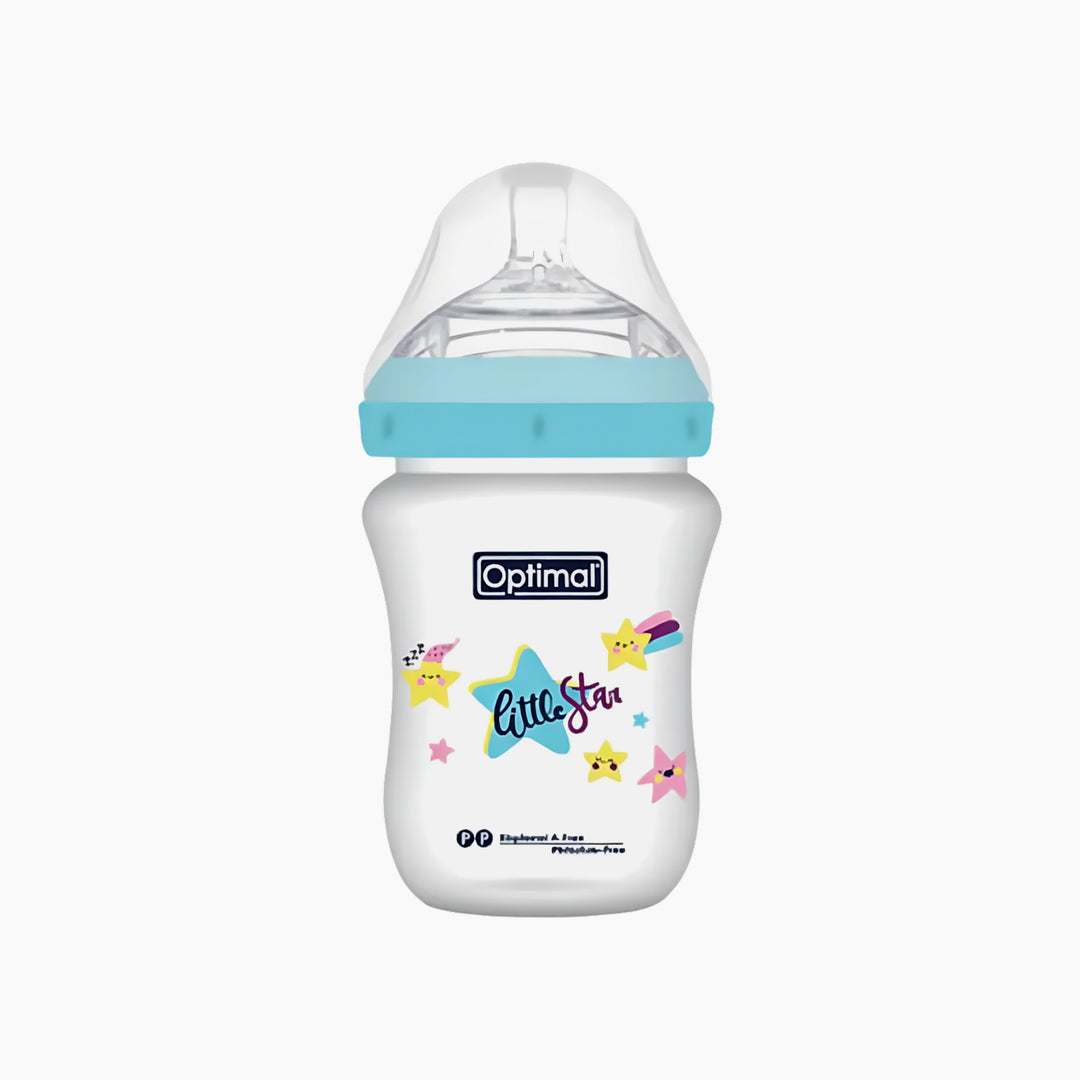 Optimal Mamilla Extra Wide Neck Double Anti-Colic Feeding Bottle 0M+ Blue