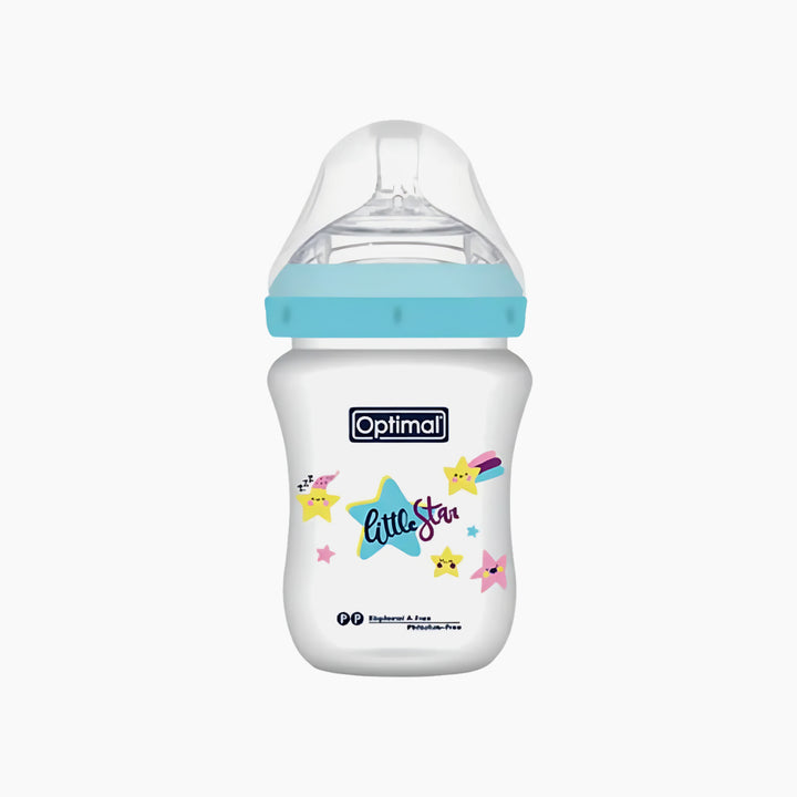 Optimal Mamilla Extra Wide Neck Double Anti-Colic Feeding Bottle 0M+ Blue