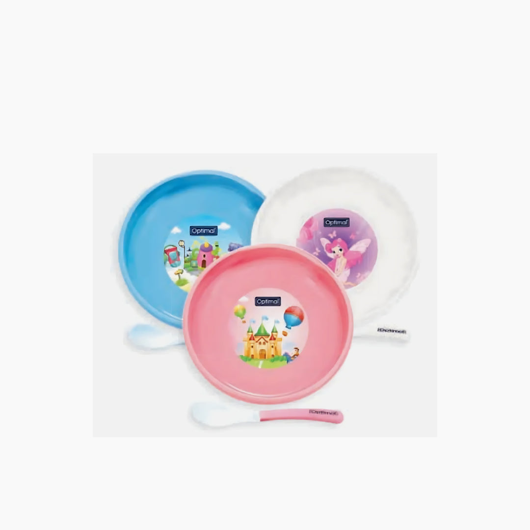Optimal Non-Slip Feeding Dish with Stopper Assorted
