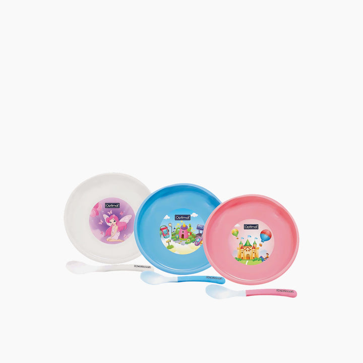 Optimal Non-Slip Feeding Dish with Stopper Assorted