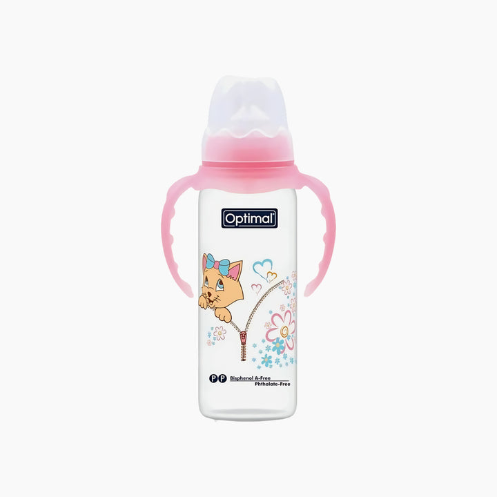 Optimal Narrow Neck Orthodontic Feeding Bottle with Handle 240ml