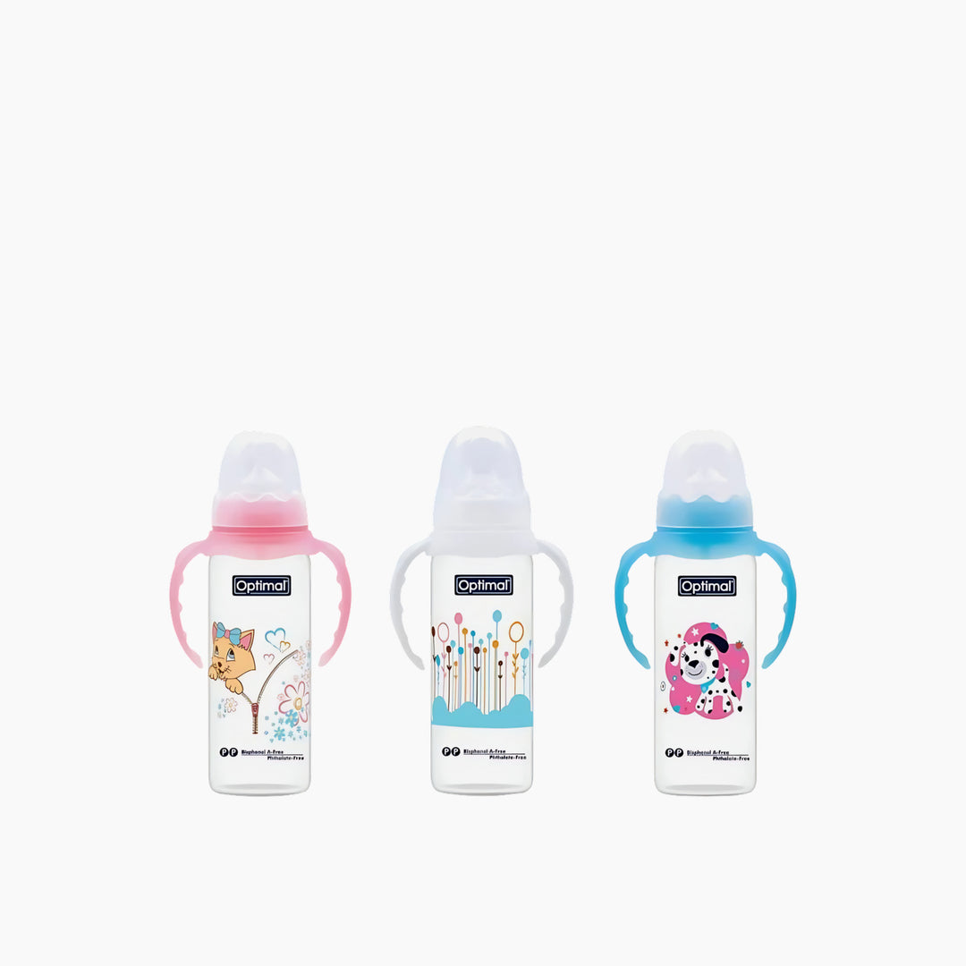Optimal Narrow Neck Orthodontic Feeding Bottle with Handle 240ml