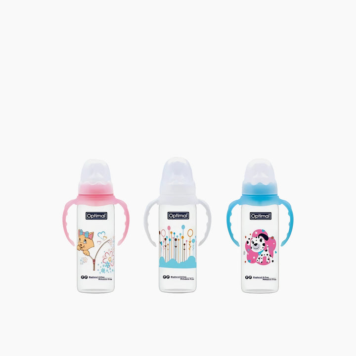 Optimal Narrow Neck Orthodontic Feeding Bottle with Handle 240ml