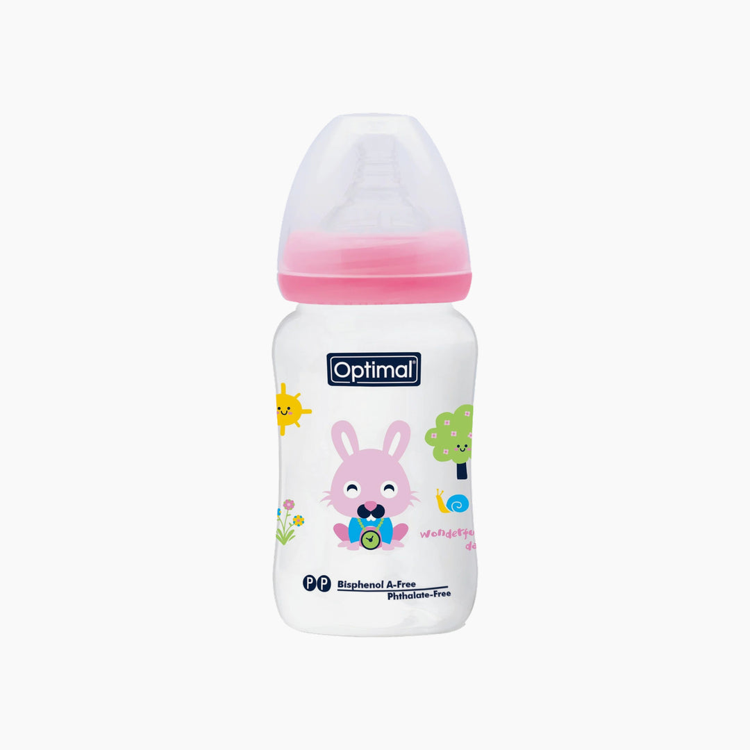 Optimal Wide Neck Feeding Bottle 240ml Assorted