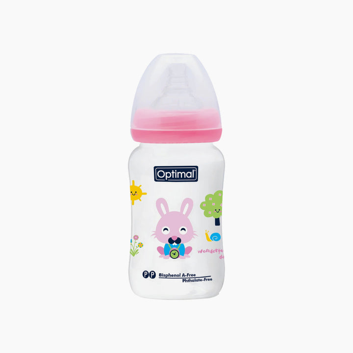 Optimal Wide Neck Feeding Bottle 240ml Assorted