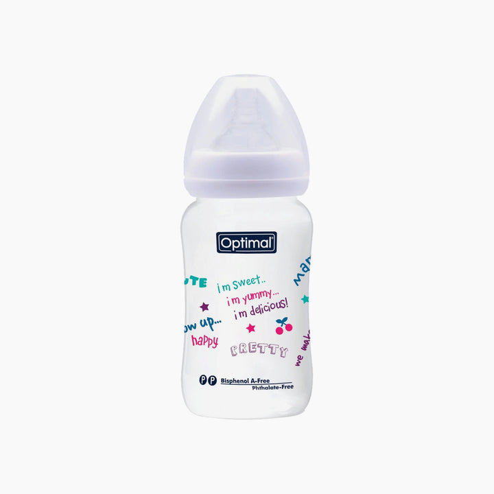 Optimal Wide Neck Feeding Bottle 240ml Assorted