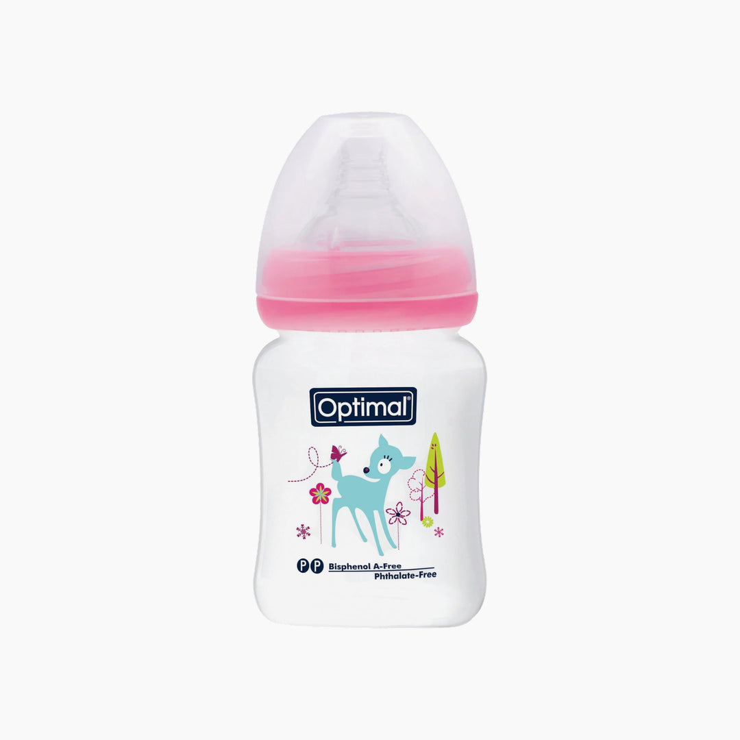 Optimal Wide Neck Feeding Bottle 180ml Assorted