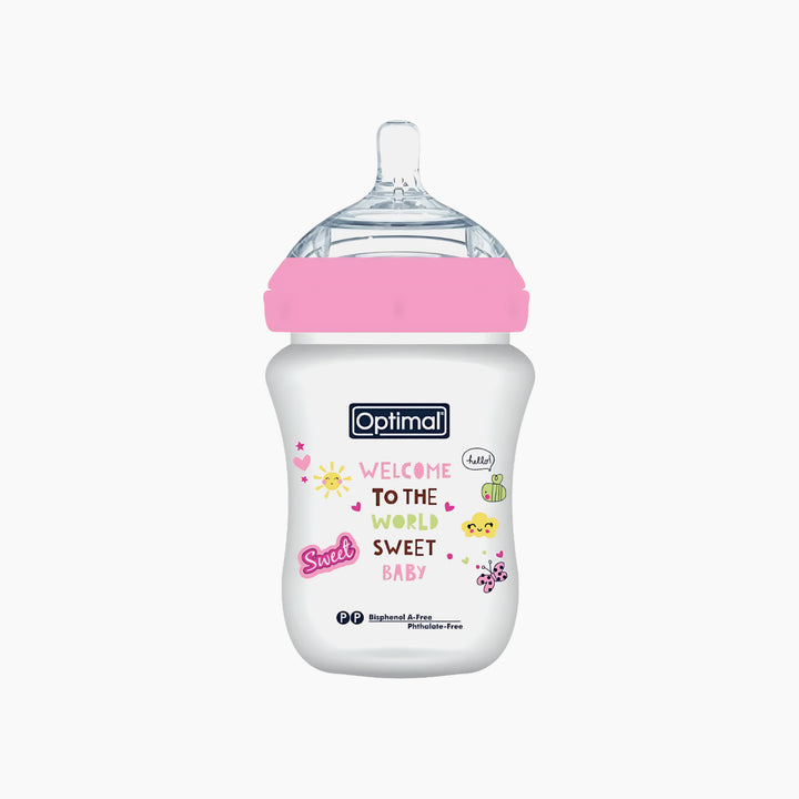 Optimal Mamilla Extra Wide Neck Double Anti-Colic Feeding Bottle 300ml 0M+ Assorted