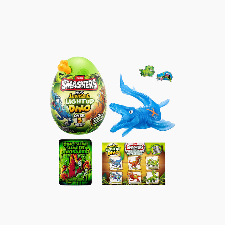 Zuru Smashers Nano Jurassic Light-Up Dino Egg with five surprises and glow-in-the-dark feature