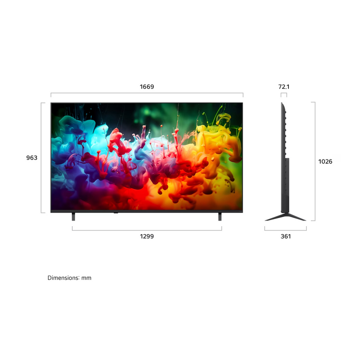 LG 75 inch QNED AI Mini LED QNED70 4K Smart TV 2026