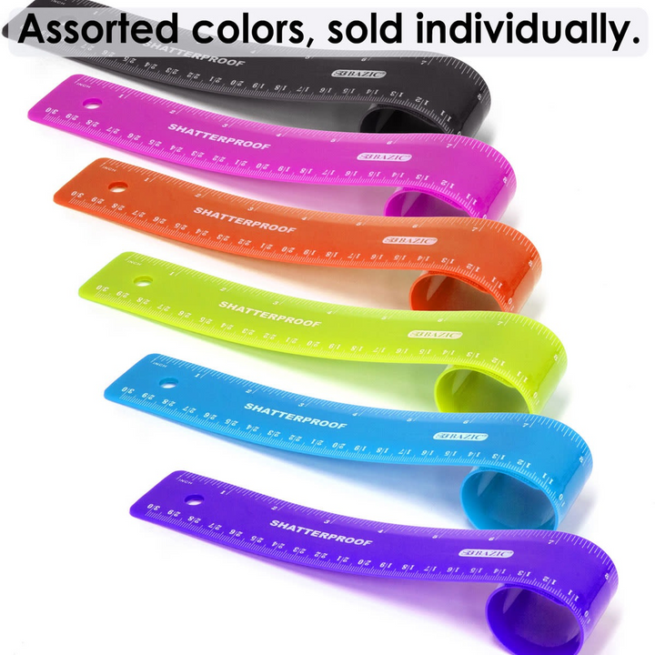 Bazic 12" Shatterproof Flexible Ruler - 30cm