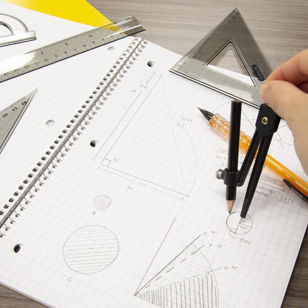 Bazic 4-Piece Geometry Ruler Set with Compass
