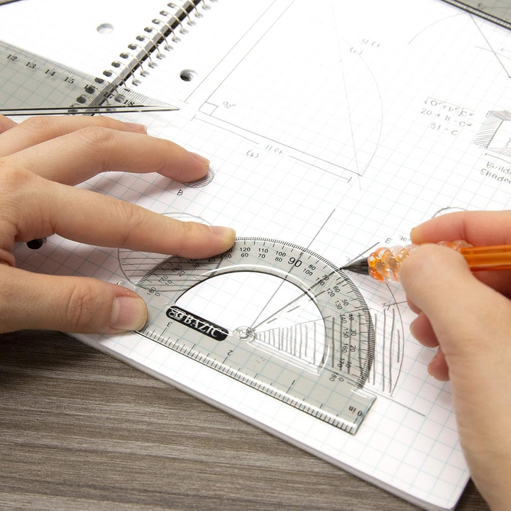 Bazic 4-Piece Geometry Ruler Set with Compass