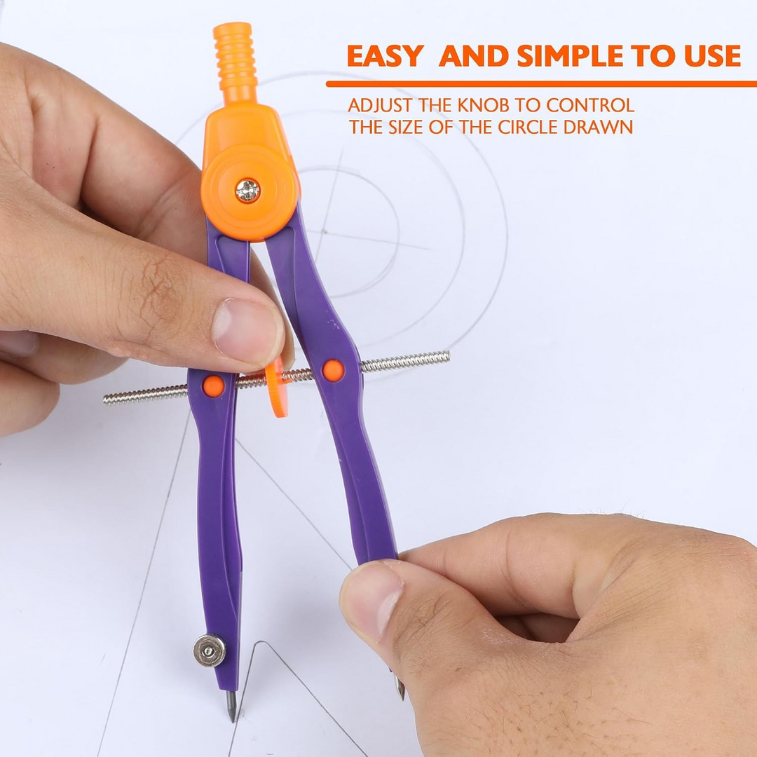 Bazic 4-Piece Geometry Ruler Set with Center Wheel Compass