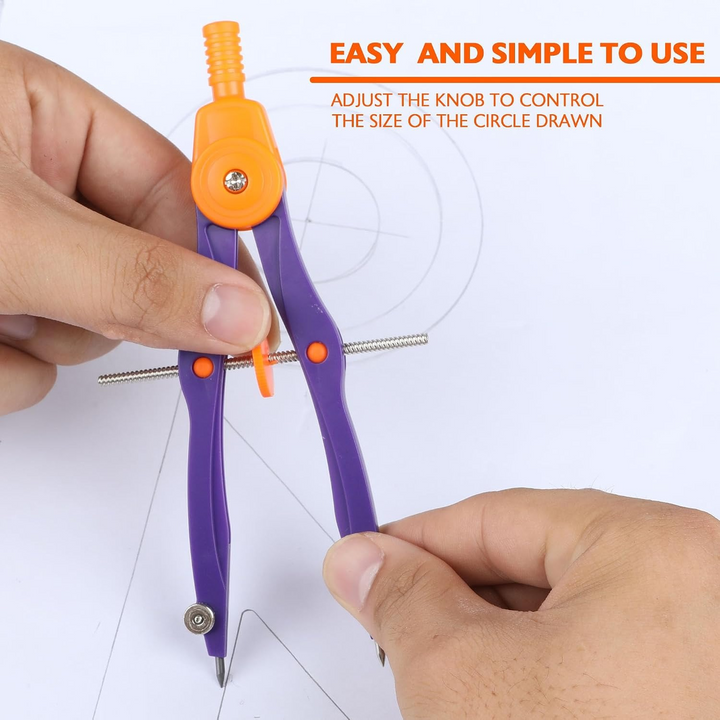 Bazic 4-Piece Geometry Ruler Set with Center Wheel Compass