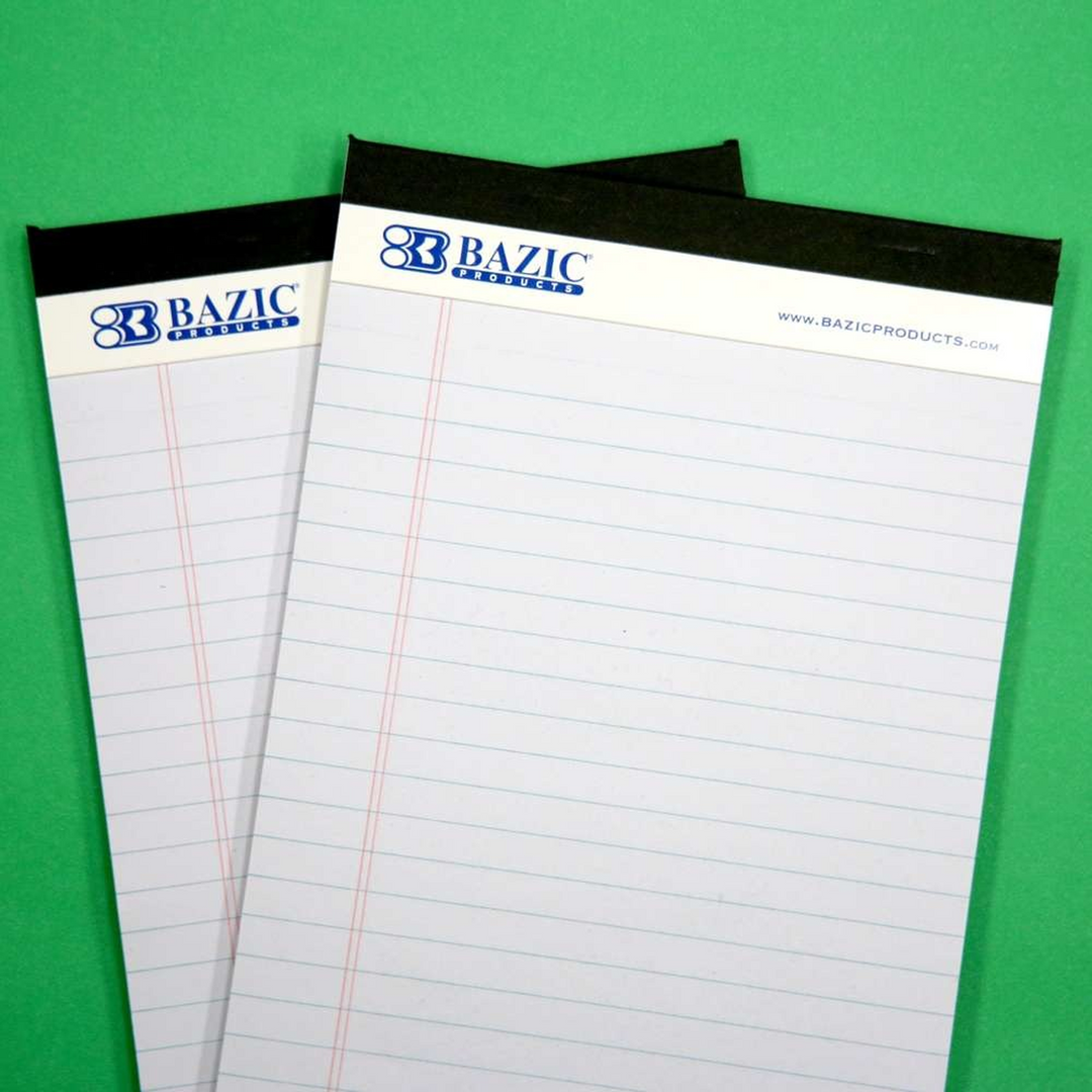 Bazic 50-Count 5" x 8" White Jr. Perforated Writing Pads 2-Pack