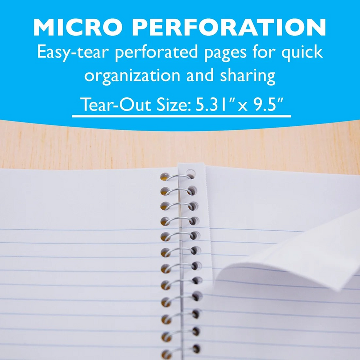 Bazic Wide Ruled 120-Count 9.5" x 5.75" 3-Subject Spiral Notebook