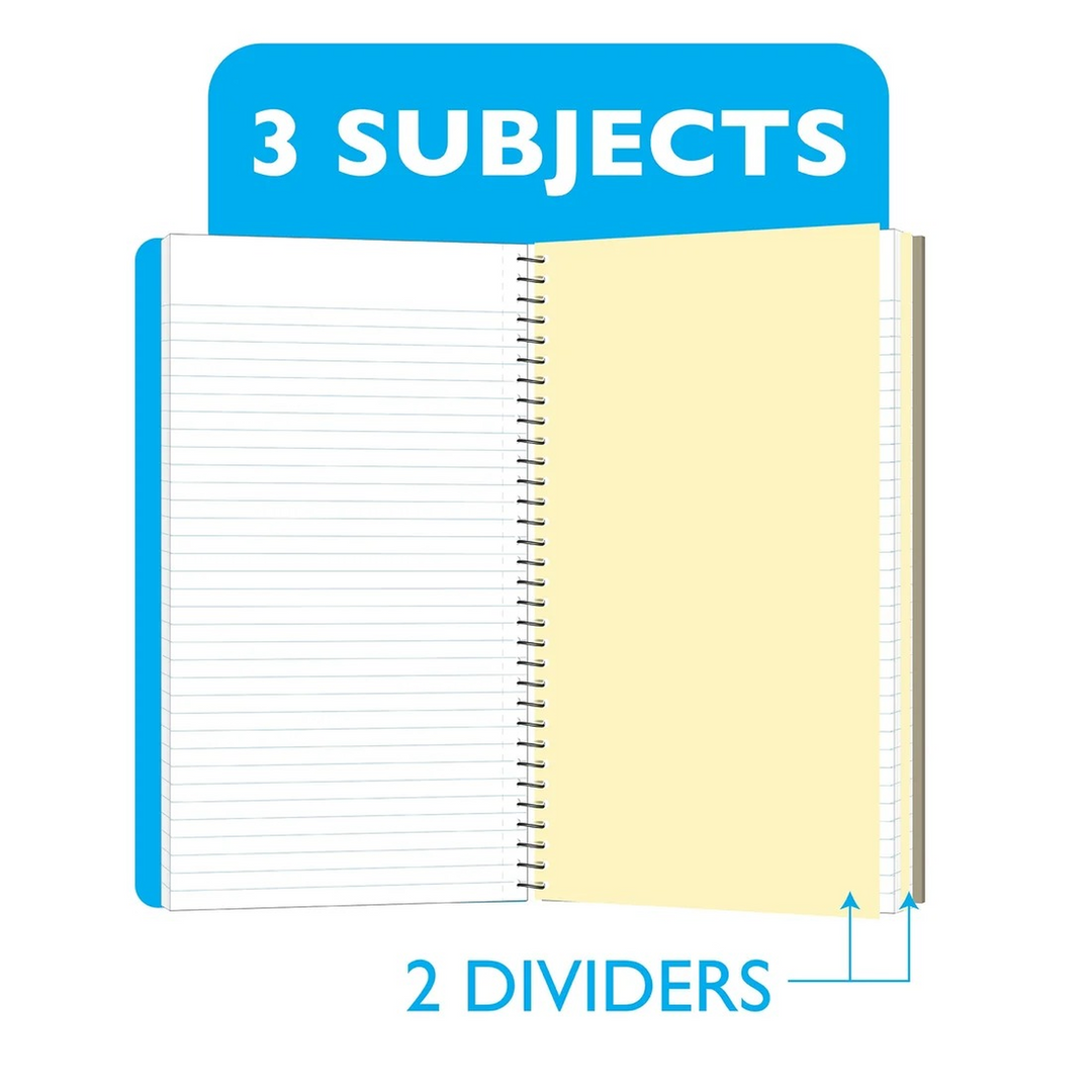 Bazic Wide Ruled 120-Count 9.5" x 5.75" 3-Subject Spiral Notebook