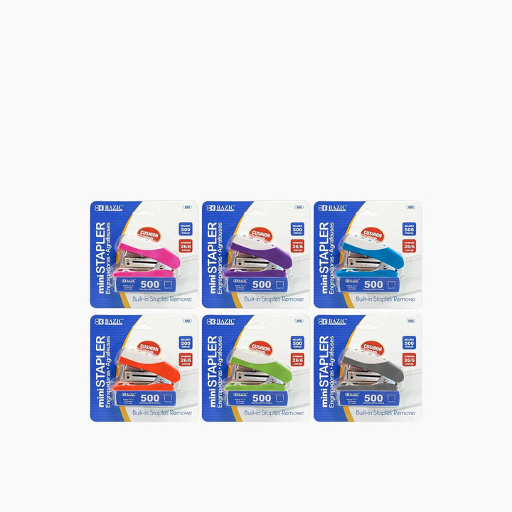 Bazic Mini Cushion Grip Standard Stapler with 500-Count Staples - 26/6