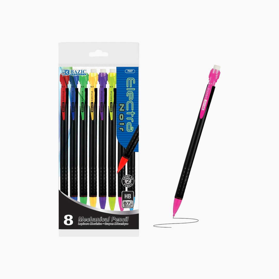 Bazic Electra Noir 0.7mm Mechanical Pencil 8-Pack