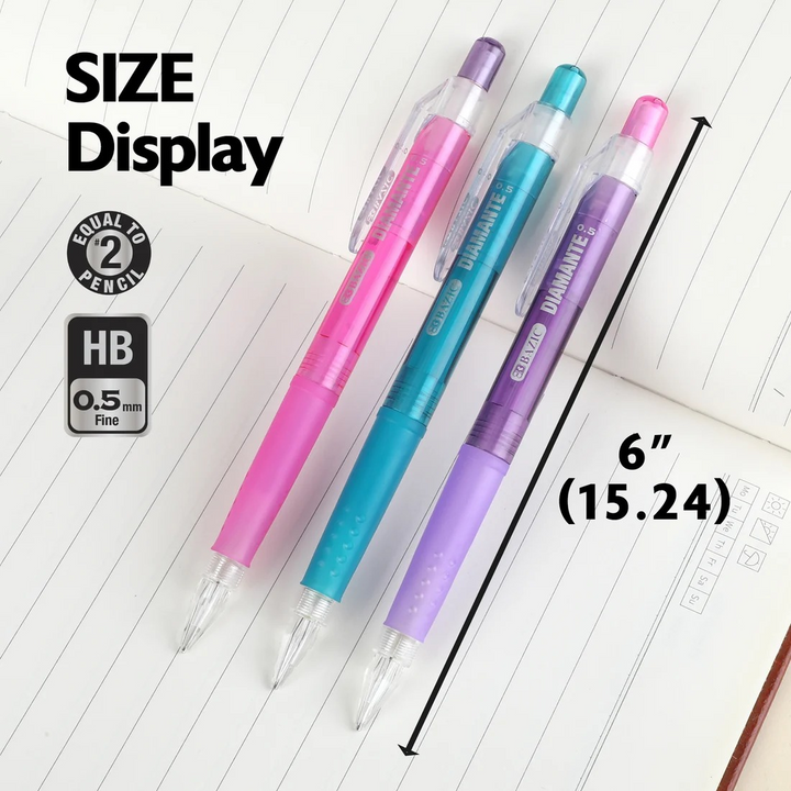 Bazic Diamante 0.5mm Mechanical Pencil With Grip 3-Pack