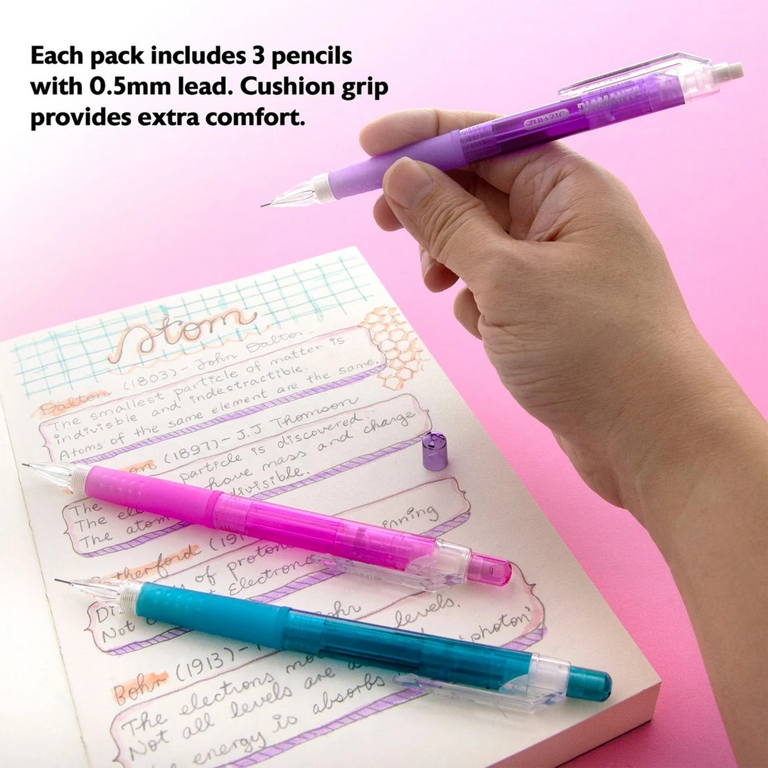 Bazic Diamante 0.5mm Mechanical Pencil With Grip 3-Pack