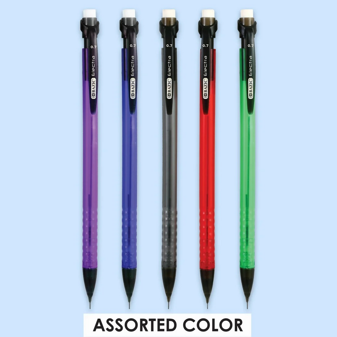 Bazic Electra 0.7mm Mechanical Pencil 5-Pack