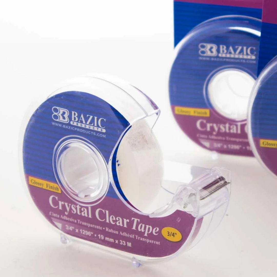 Bazic 3/4" x 1296" Crystal Clear Tape With Dispenser