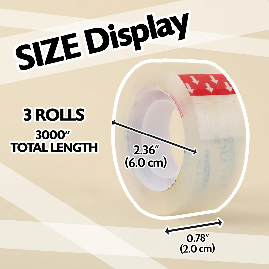 Bazic 3/4" x 1000" Crystal Clear Tape Refill 3-Pack