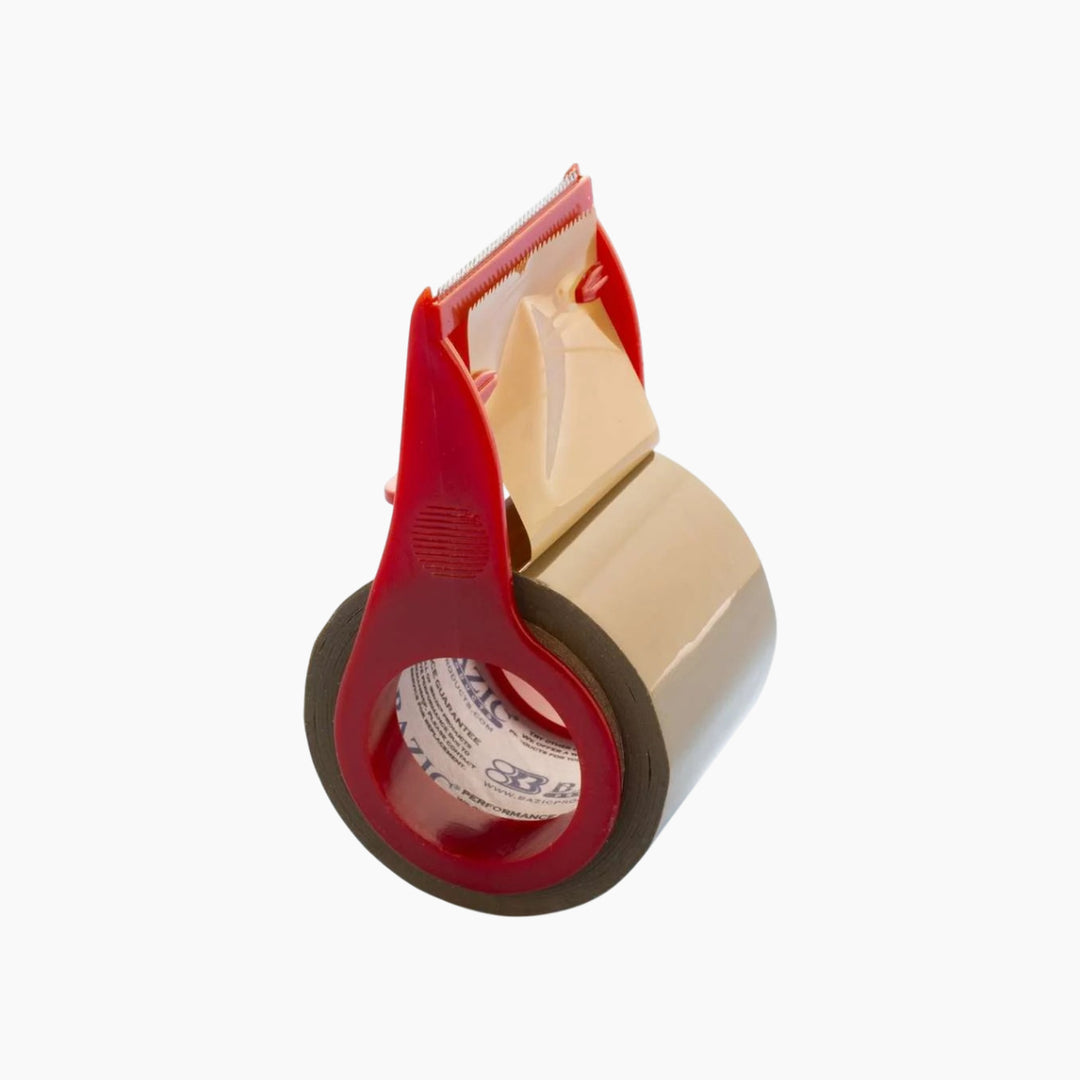 Bazic 1.88" x 800" Tan Packaging Tape With Dispenser