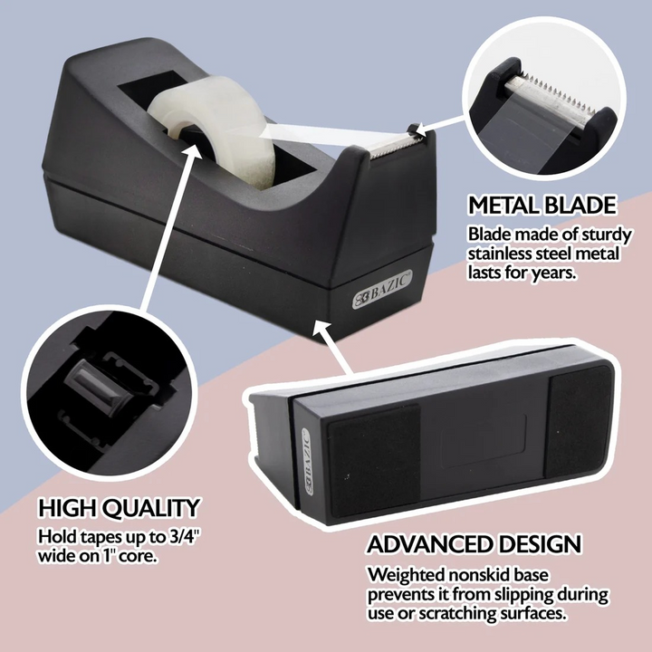 Bazic 1" Core Desktop Tape Dispenser