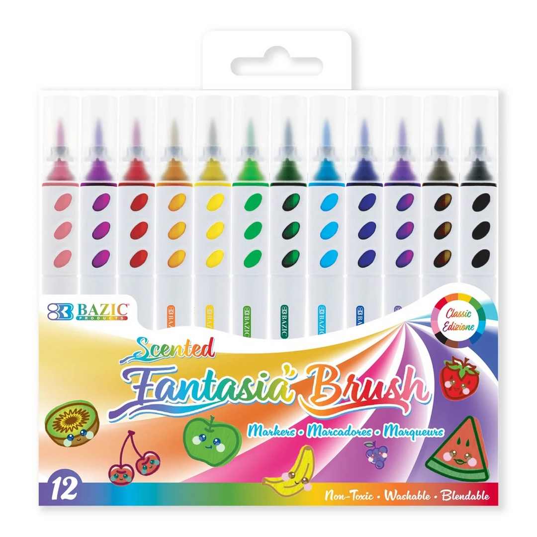 Bazic 12 Colors Scented Brush Markers