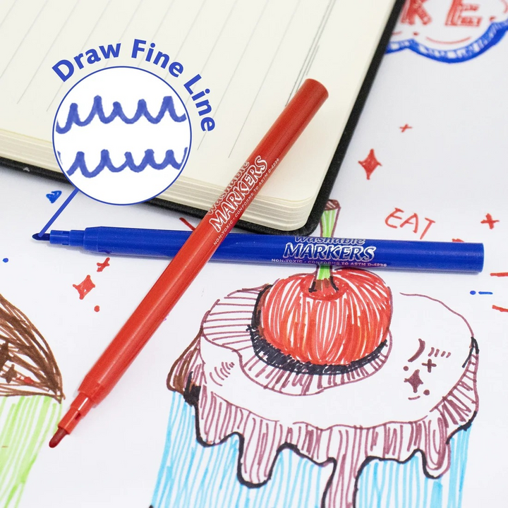 Bazic 20 Colors Fine Line Washable Markers