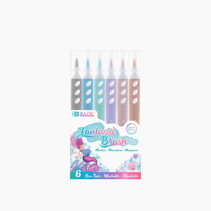Bazic 6 Pastel Colors Brush Markers