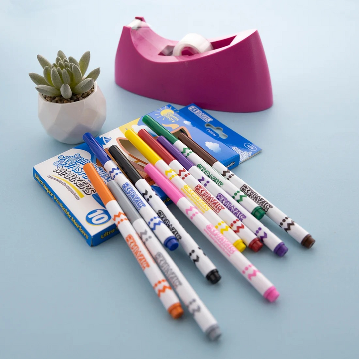 Bazic 10 Colors Fine Line Super Washable Markers