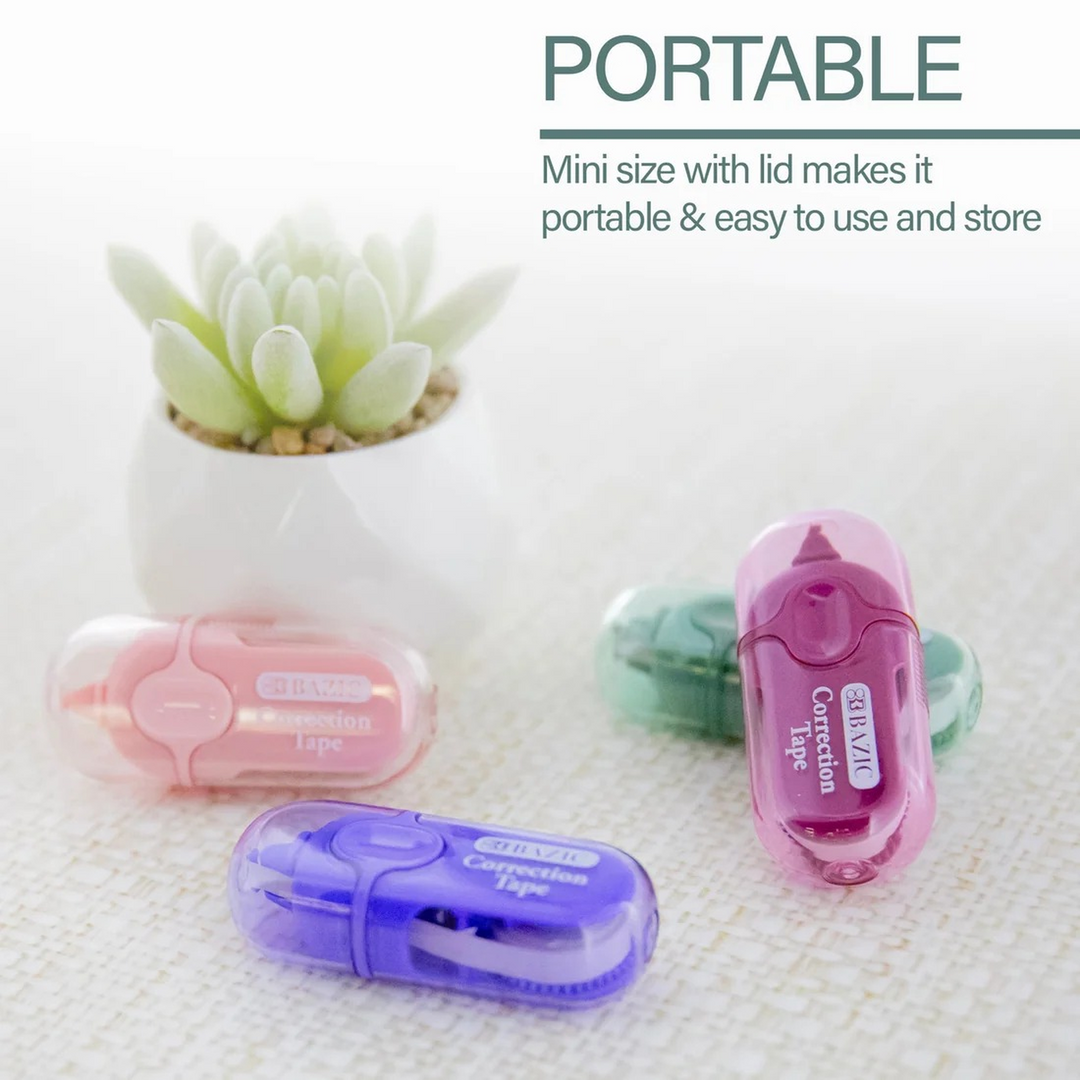 Bazic 5 Mm X 236" Mini Correction Tape With Protective Cap