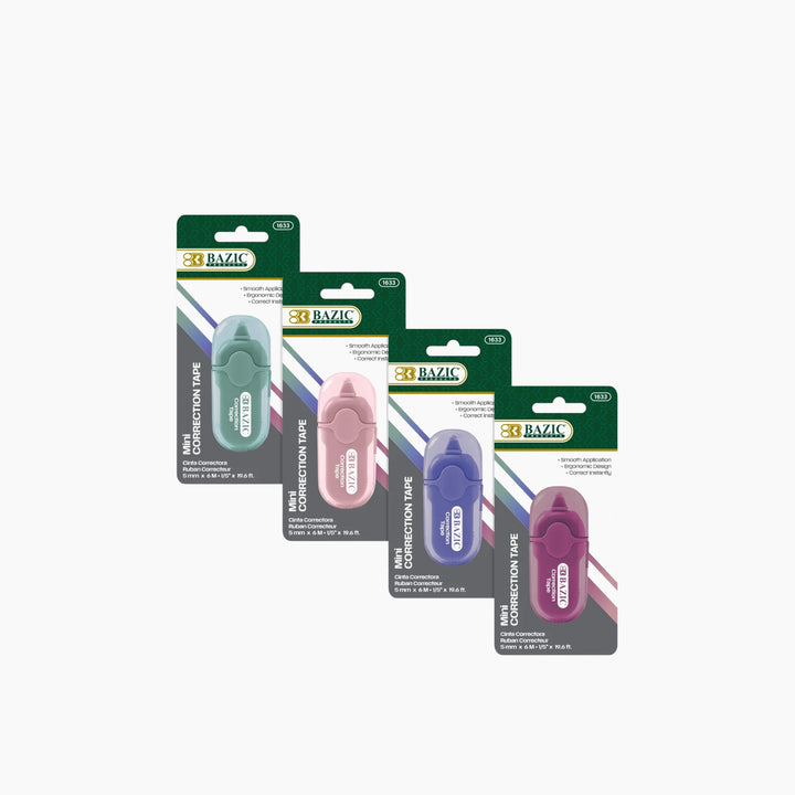Bazic 5 Mm X 236" Mini Correction Tape With Protective Cap