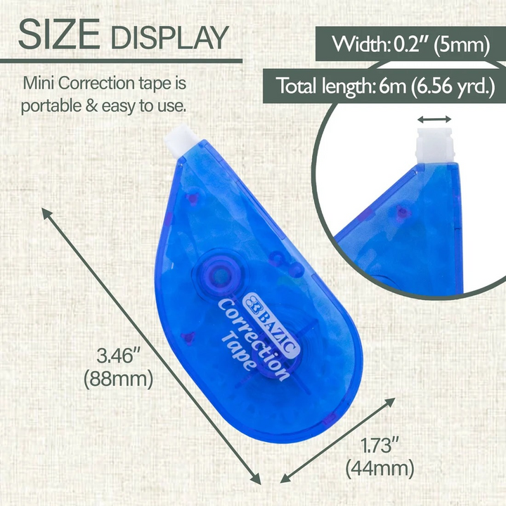Bazic Crystal 5 Mm X 236" Correction Tape
